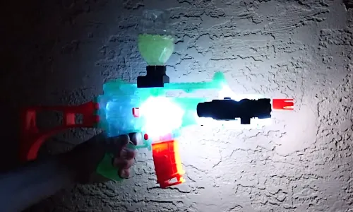 Glowing Orbeez Gun in the dark with LED Light Installed in it